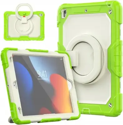 Ohišje za iPad 9/8/7 10,2" s stojalom in naramnico Zeleno