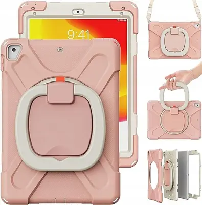 Ohišje za iPad Air 2/Air/Pro 9,7" oklepljeno z vrtljivim stojalom roza