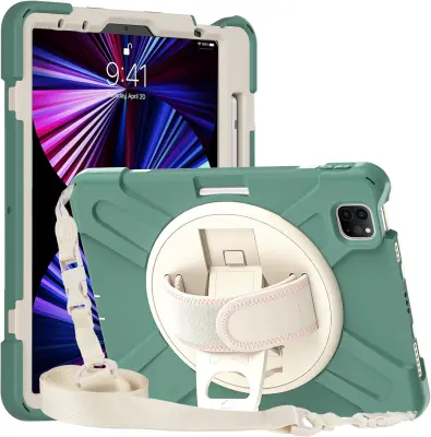 Ohišje za iPad Pro 11" s stojalom in naramnico Zeleno