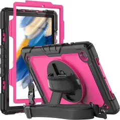 Ohišje za Samsung Galaxy Tab A8 10,5" Stojalo in naramnica roza