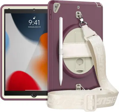 Ohišje za iPad Mini 5/4 7,9" s stojalom in naramnico Vijolična