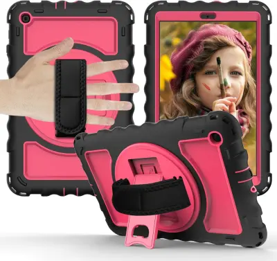 Ohišje za iPad 6/5 9,7" s stojalom in naramnico roza