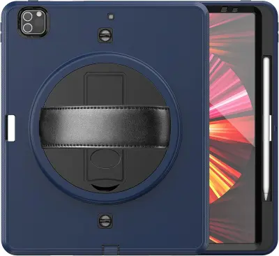 Ohišje za iPad Pro 4/3 12,9" s stojalom in naramnim pasom mornarsko modro