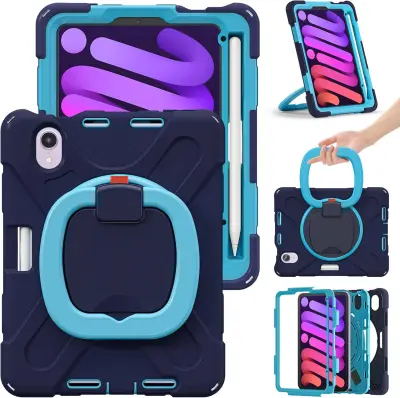 Ohišje za iPad Mini 6 8,3" s stojalom in držalom za pisalo mornariško modro