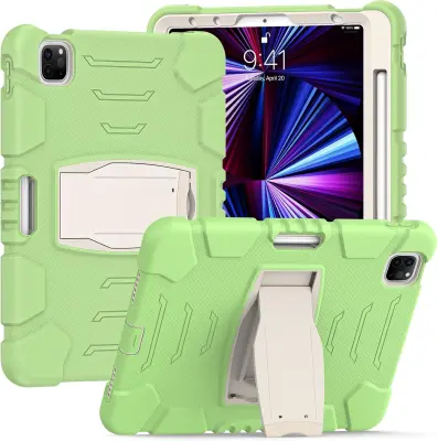 Ohišje za Samsung Tab S7 Plus 12,4" Stojalo in držalo za pisalo Green