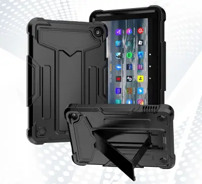 Ohišje za Amazon Fire 7" 12. generacije oklepljeno s stojalom črno