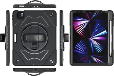 Ohišje za iPad Air 4/5 10,9" s stojalom in držalom za pisalo Črno