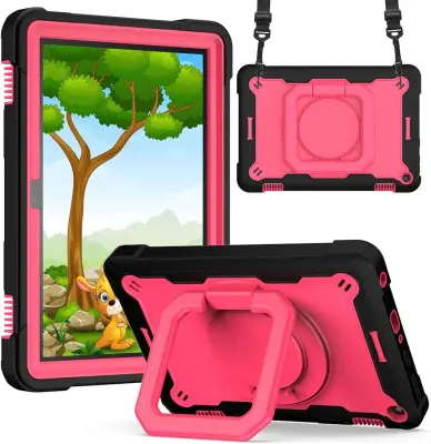 Ohišje za Amazon Fire HD 8/8 Plus s stojalom in naramnico roza
