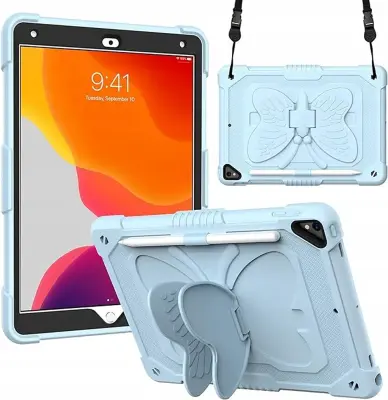 Ohišje za iPad 10,2" 2020/2019 s stojalom in naramnico Modra