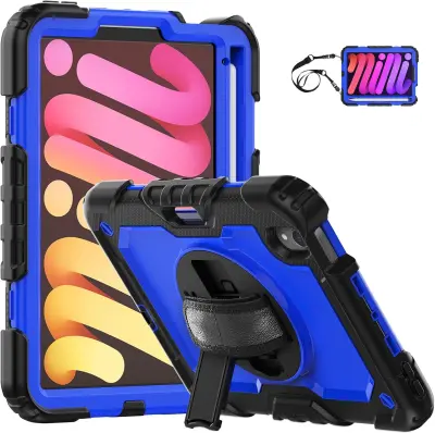 Ohišje za iPad Mini 6 8,3" s stojalom in naramnico Modro
