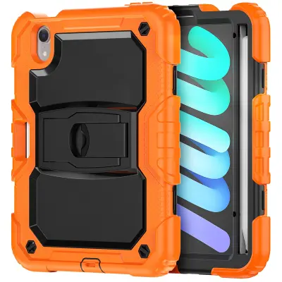 Ohišje za iPad Mini 6 8,3" s stojalom in ramenskim pasom oranžno