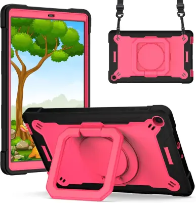 Ohišje za iPad 8/7 10,2" s stojalom in naramnim pasom Roza