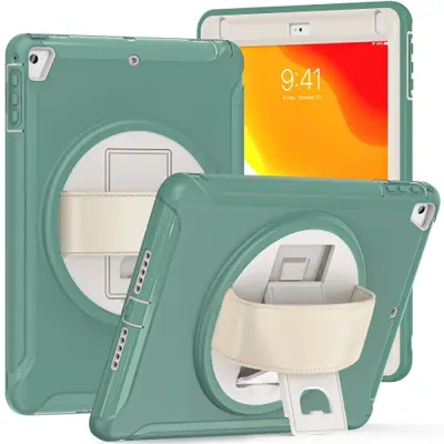 Ohišje za iPad Air 2/Air 1/Pro 9,7" z vrtljivim stojalom, zeleno