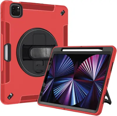 Ohišje za iPad 3/2/1/Pro 11" s stojalom in naramnico Rdeče
