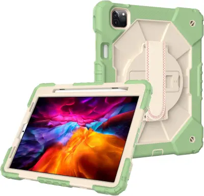 Ohišje za iPad Air 5/Air 4 10,9" s stojalom in naramnico Zeleno