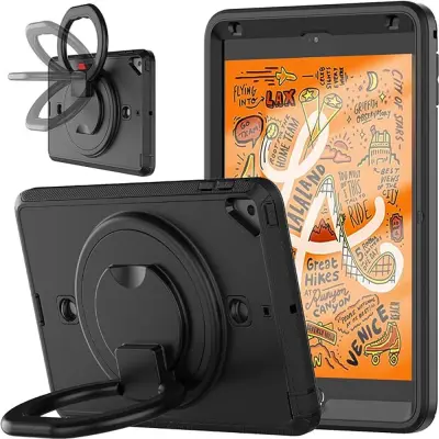 Ohišje za iPad Mini 5/4 7,9 palca s stojalom in naramnico črno
