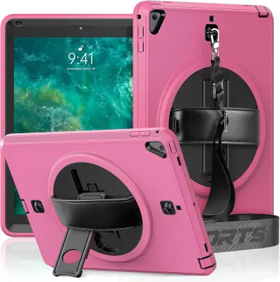 Ohišje za iPad 10,2" (19/20/21) s stojalom in naramnim pasom Roza