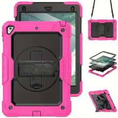 Ohišje za iPad 9,7" 2017/2018 z držalom in naramnico roza