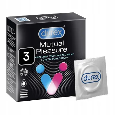 Durex Mutual Pleasure kondomi z izboklinami, 3 kos