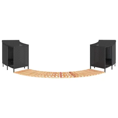 vidaXL Okvir za masažno kad črn poli ratan in trden akacijev les