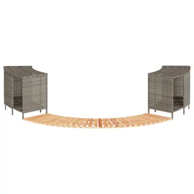 vidaXL Okvir za masažno kad siv poli ratan in trden akacijev les