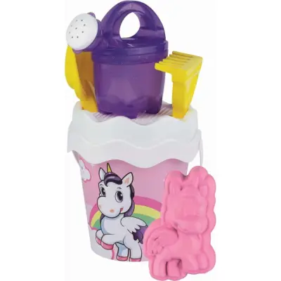 Vedro za na plažo Unicorn s kompletom zalivalk