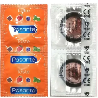 PASANTE - KONDOMI Z OKUSOM ČOKOLADE TEMPTATION VREČKA 144 ENOT