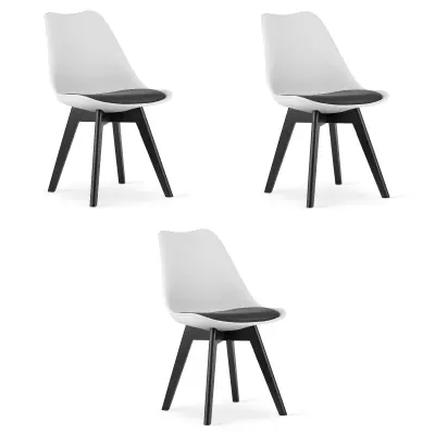 Stol MARK bela črna / noge črne x 3
