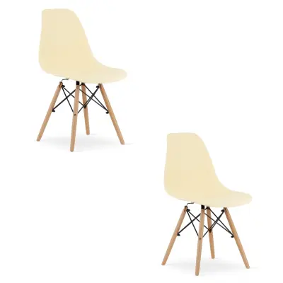 Stol OSAKA kremast / naravne noge x 2