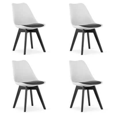 MARK stol bela črna / noge črne x 4