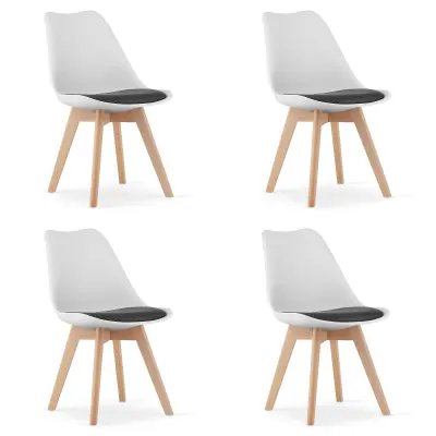 MARK stol črno-bel / naravne noge x 4