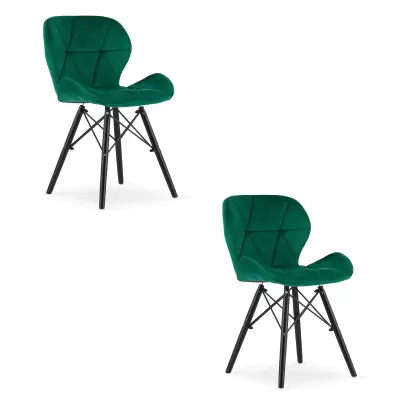 LAGO stol Velvet - zelena / črne noge x 2