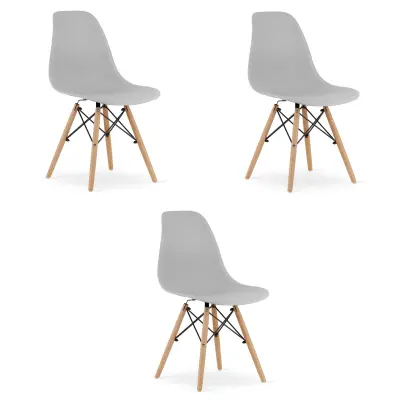Stol OSAKA siv / naravne noge x 3