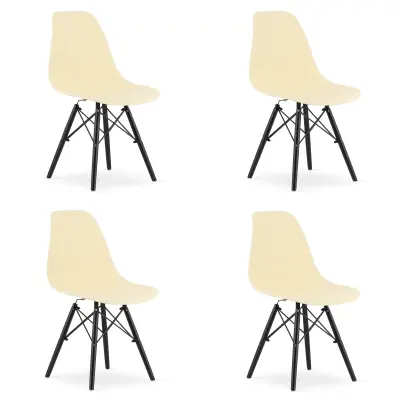 Stol OSAKA kremast / črne noge x 4