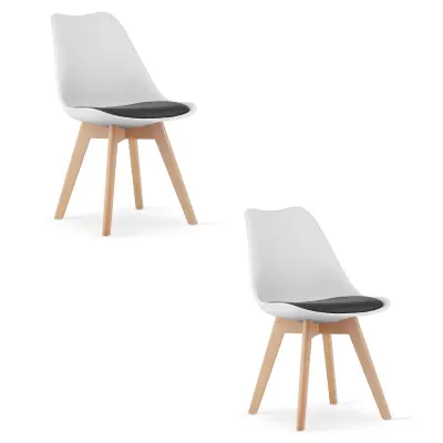 Stol MARK črno-bel / naravne noge x 2