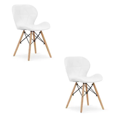 Stol LAGO iz eko usnja - bel x 2