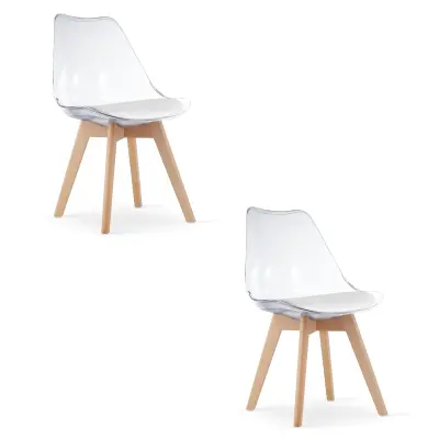 Stol MARK - prozoren / naravne noge x 2