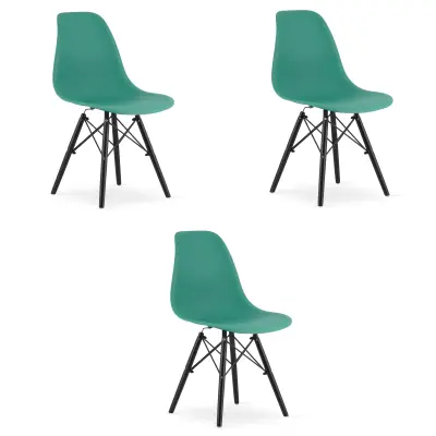 OSAKA stol zelene barve / noge črne x 3