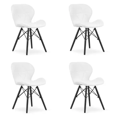 Stol LAGO eko usnje - bela / črne noge x 4