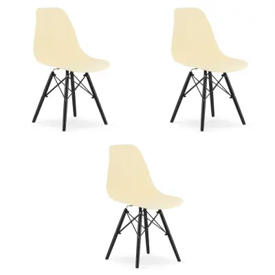 Stol OSAKA kremast / črne noge x 3