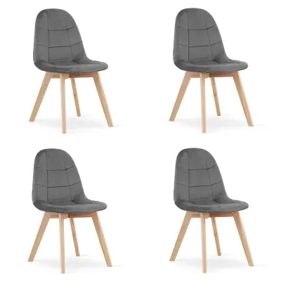 BORA Stol - Temno siv žamet x 4