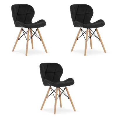 Žametni stol LAGO - črn x 3