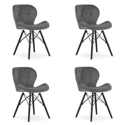 LAGO stol Velvet - siva / črne noge x 4