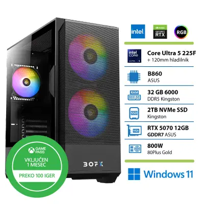BOFX SCORPII 4 Ultra 5 225F/32GB/2TB/RTX5070/W11 Home gaming namizni računalnik
