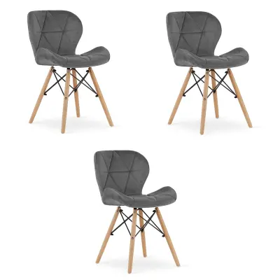 Žametni stol LAGO - siv x 3