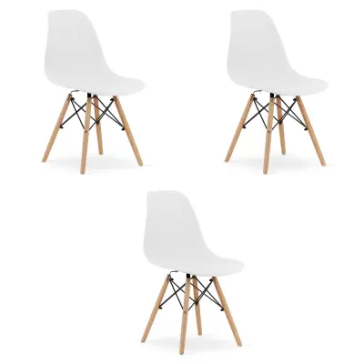 OSAKA stol bela / naravne noge x 3