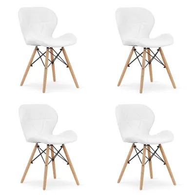 Stol iz eko usnja LAGO - bel x 4