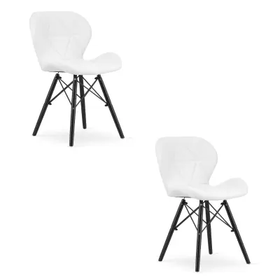 Stol LAGO eko usnje - bela / črne noge x 2