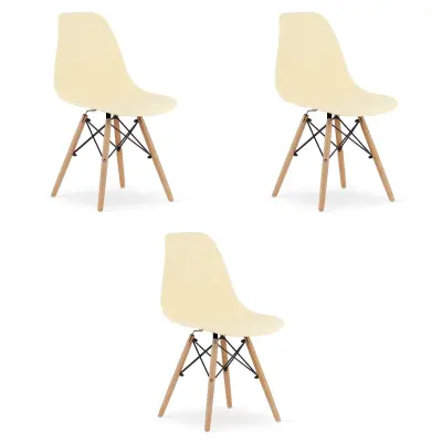 Stol OSAKA kremast / naravne noge x 3