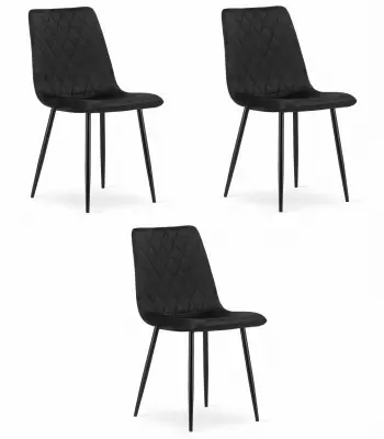 Stol TURIN - črni žamet x 3